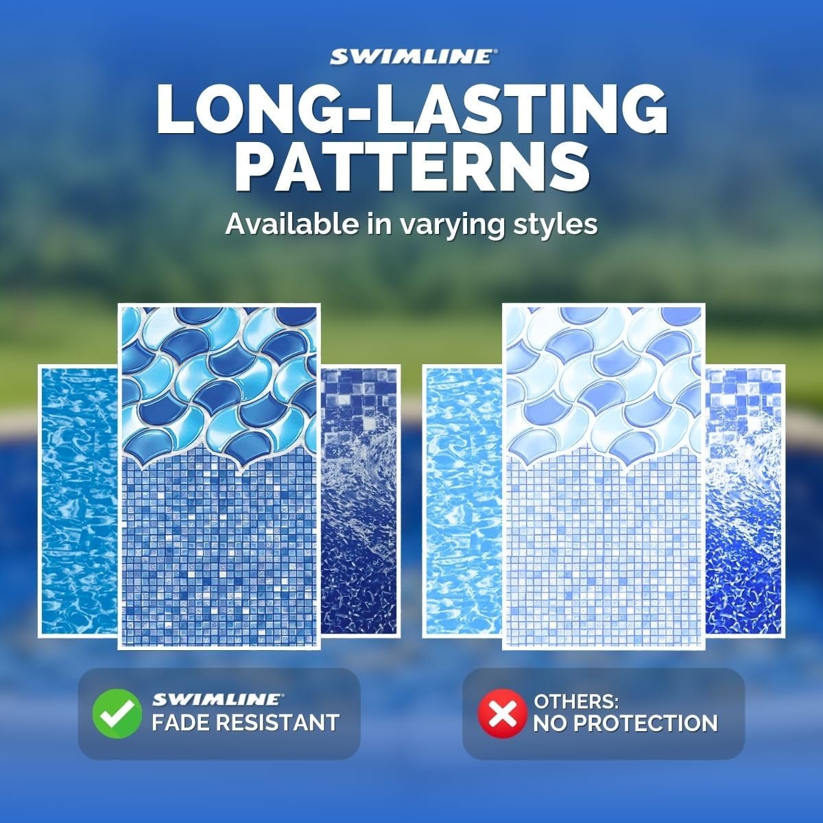 Swimline Overlap Pool Liner for Above Ground Pools, Dolphin, 15 x 30 (Oval), 48/52 Inch Wall, 25 Gauge