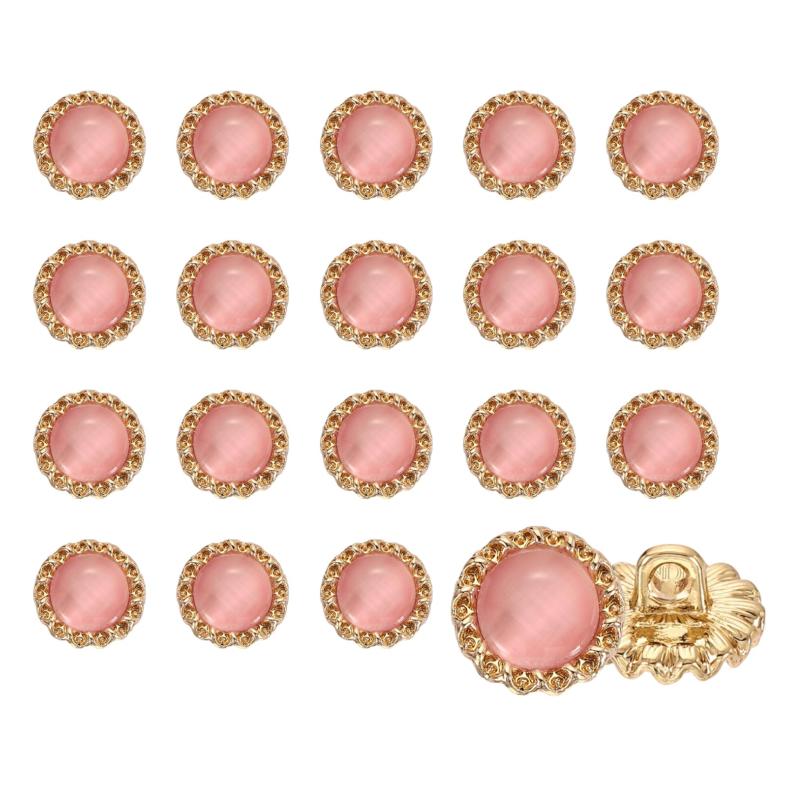 sourcing map 20Pcs Clear Gemstone Buttons, 11.5mm/0.45inch Decorative Round Sewing Metal Shank Buttons for DIY Crafts Coats Jackets Wedding Dresses, Pink