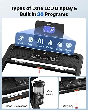 MERACH Performance Folding Treadmill with 18% Auto Incline, Extended-Length 46CM Wide Running Belt, 3.5HP Brushless Motor, Advanced Shock Absorption, Reinforced Steel Frame, 159KG Capacity