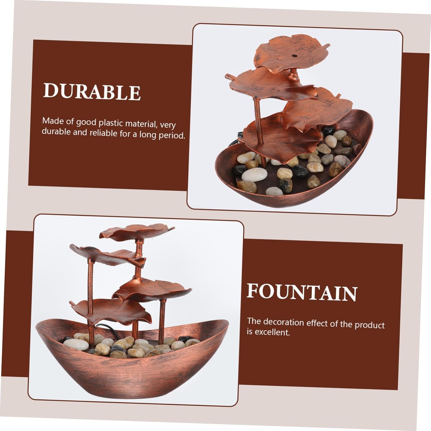 Creative Desktop Waterfall Ornament with LED Night Light Bronze Tabletop Fountain for Living Office Home Decor Soothing Flow and Tranquil Atmosphere
