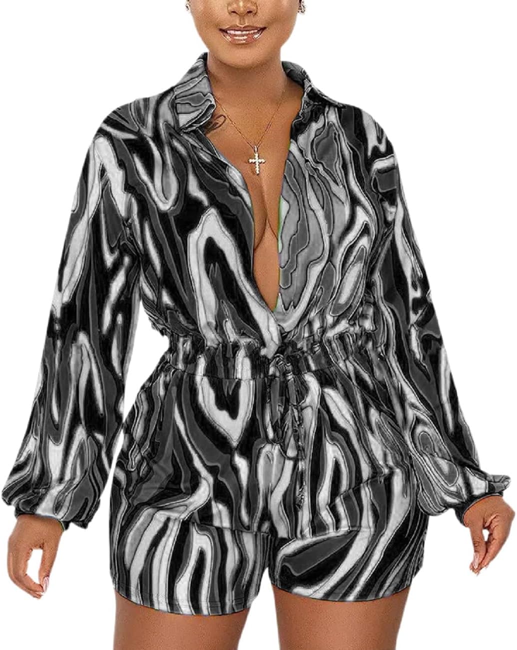 Glozeplus Women Sexy One Piece Deep V Neck Printed Liberia Ubuy