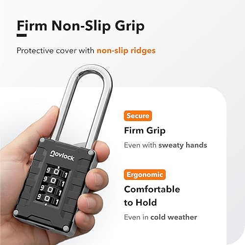 Miniatura 6 de Candado de combinación de grillete largo de 2.76 pulgadas  Candado de 4 dígitos para casillero de gimnasio, armarios, cajas de herramientas,