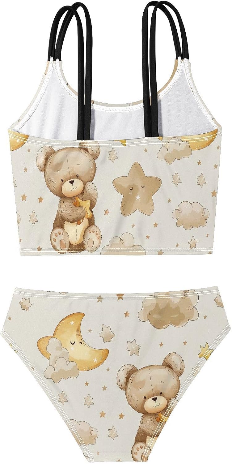 visesunny Girls Two Piece Swimsuits Polite Bear Girl's Bikini Sets Bathing Suits for Girls Size 5-12Y