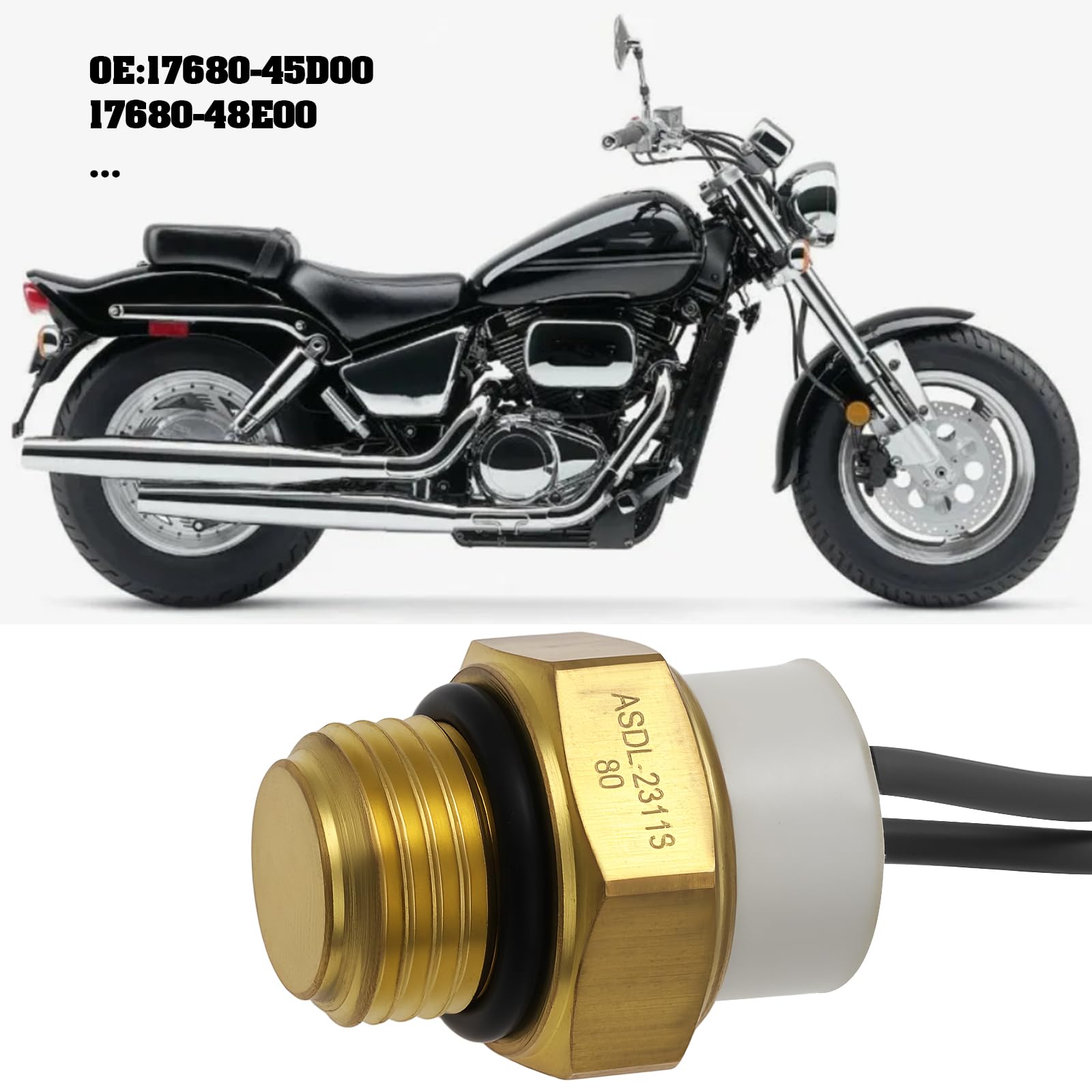 Interruttore Ventola Raffreddamento Radiatore Moto Compatibile Suzuki VZ 800 1997-2003 17680-45D00 17680-48E00