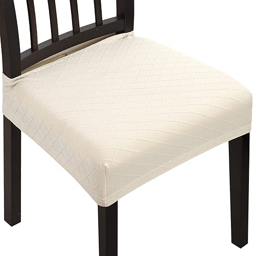 Miniatura 7 de Fuloon Fundas elásticas de jacquard para sillas de comedor, 6 fundas de asiento de silla, lavables, fundas para sillas de comedor (chocolate, 6)