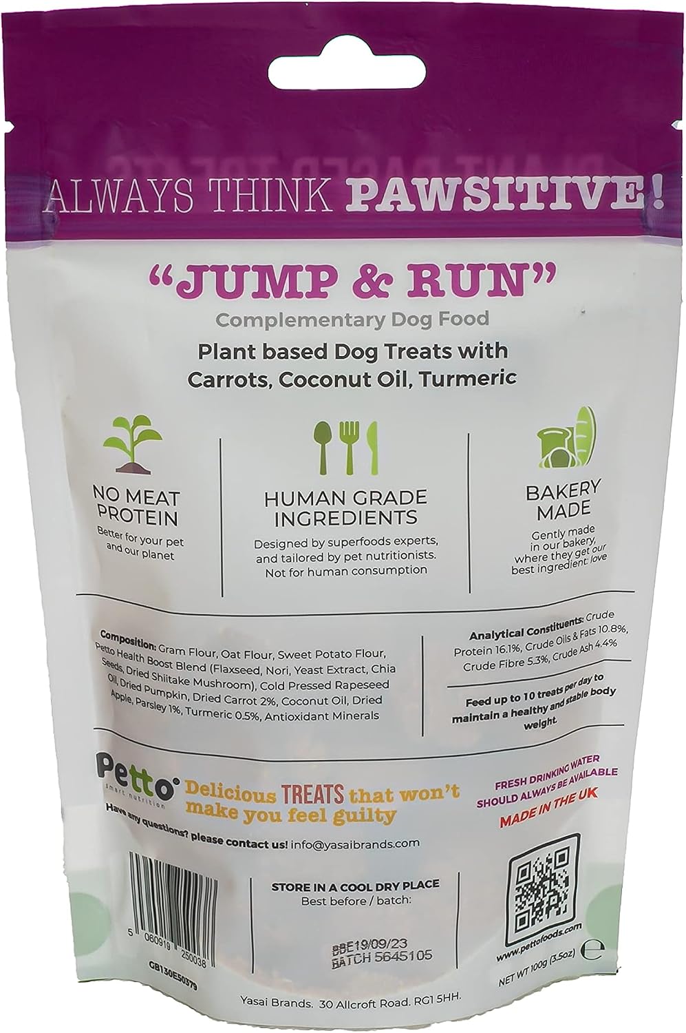 Petto Plant-Based Hypoallergenic Dog Treats 100g, 100 g (Pack of 1) - Image 3