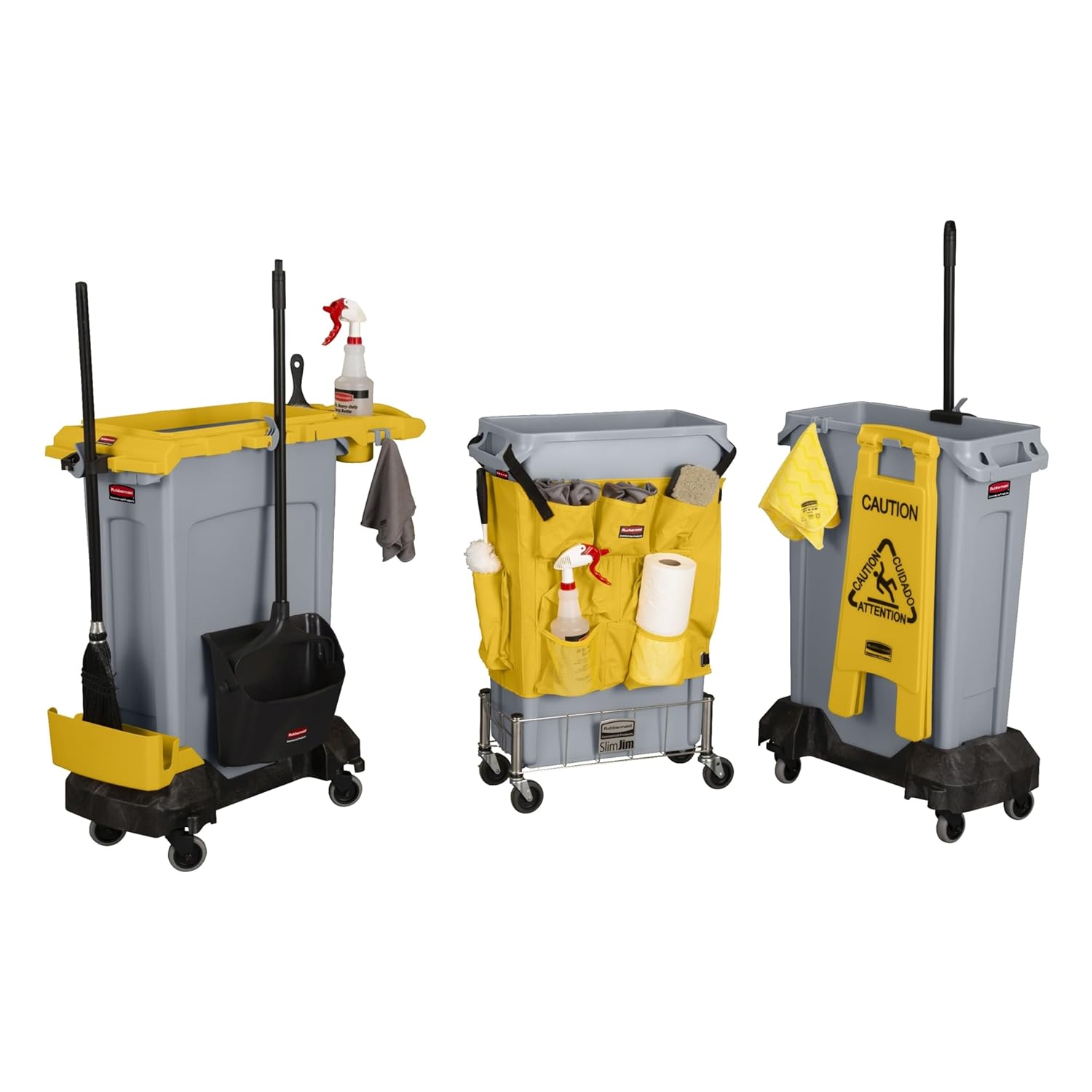 Rubbermaid Commercial Products Slim Jim Container Trash Can Trolley/Dolly with Wheels, Black, Resin, Easy Transport/Maneuverability of 16/23 Gallon Slim Jim Containers/Recycling