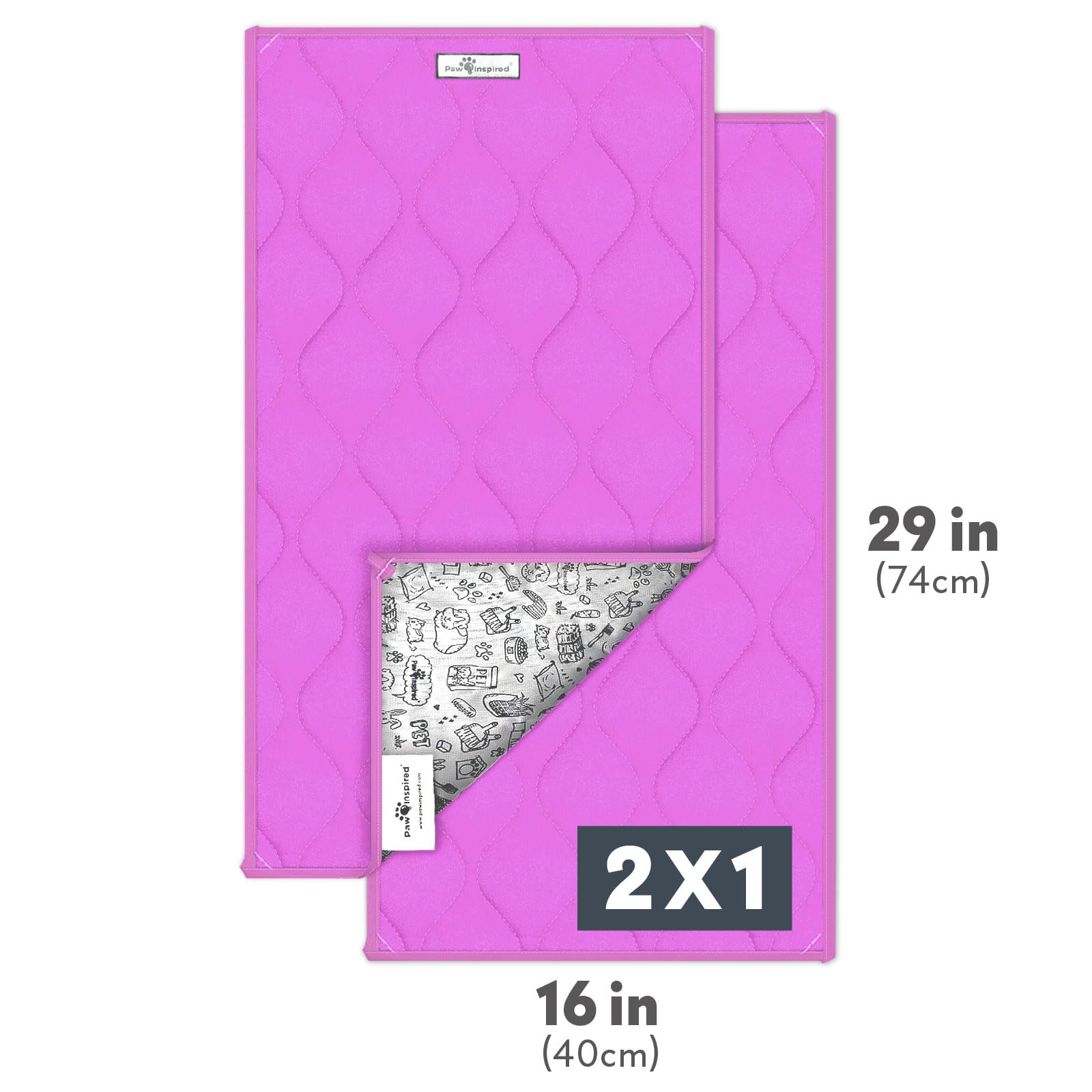 Paw Inspired Guinea Pig Cage Liners | Washable Fleece Bedding with Waterproof Bottom | Super Absorbent Pee Pad or Pet Bed Mat for Guinea Pigs, Ferrets, Rabbits, Hamsters, Small Animals (C&C 2x1, Pink) - image 4
