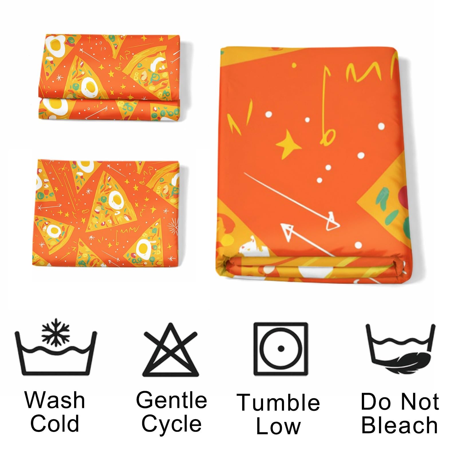 Biancheria da letto moderna e allegra, 200 x 200 cm, Energy Fun Fast Food Pizza, in microfibra, con chiusura lampo, include 1 copripiumino e 2 federe, per bambini