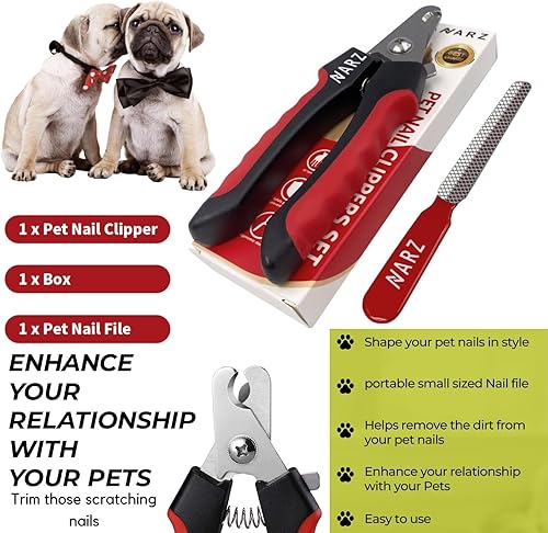 Miniatura 5 de NARZ Cortaúñas para perros, recortadores de uñas profesionales para perros y mascotas, cortaúñas para gatos con lima de uñas para mascotas,