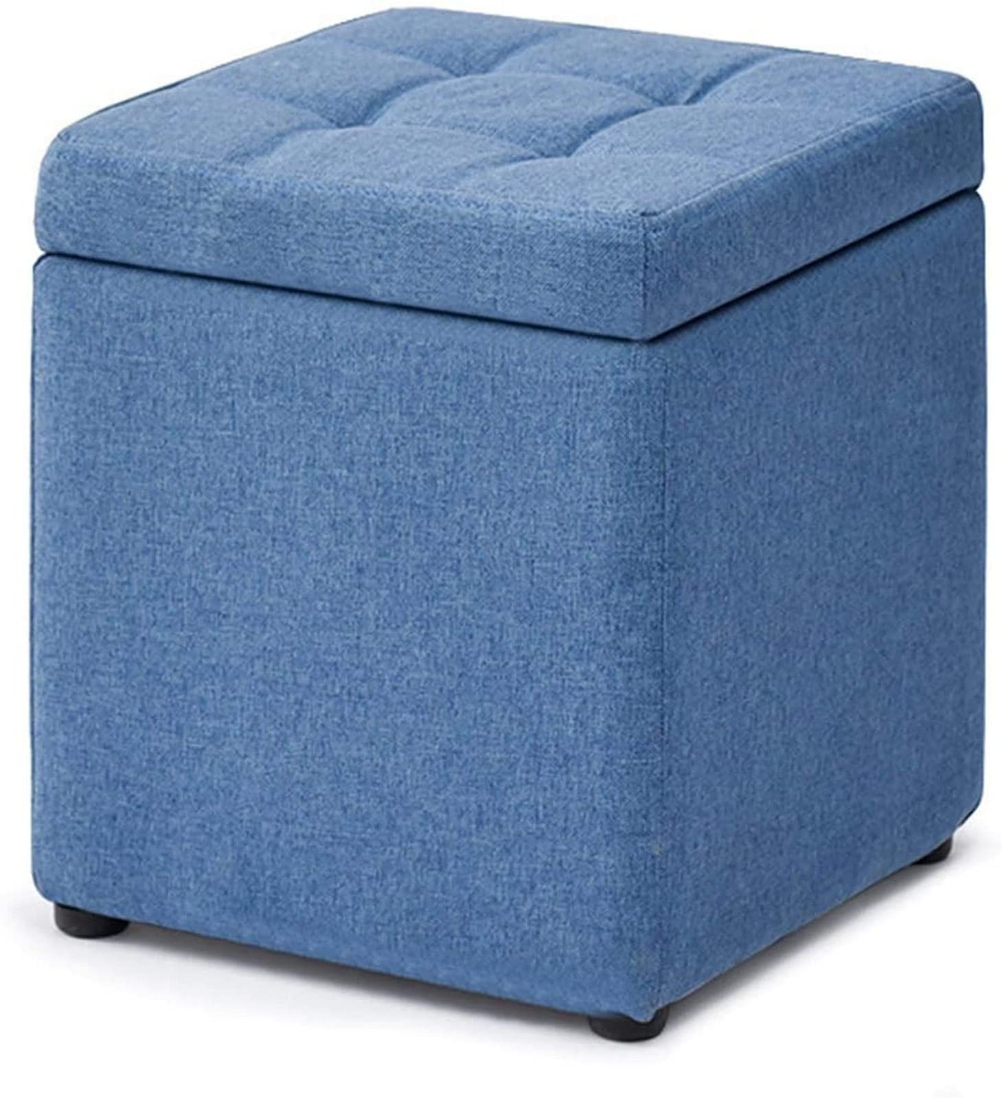 Repose-Pieds Ottoman bleu avec coffre pour ranger le salon et libérer de l'espace