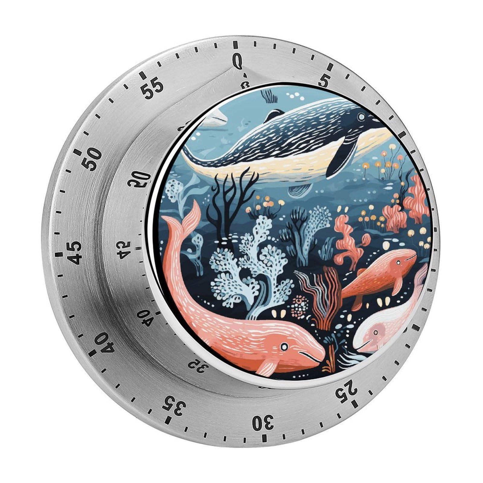 Adfgyerh Style Seal Whale Octopus Fish Timer For Cooking, Kitchen Timer Magnetic No Batteries Required, Mechanical Timer With Loud Alarm, For Fitness Baking Exercise Oven