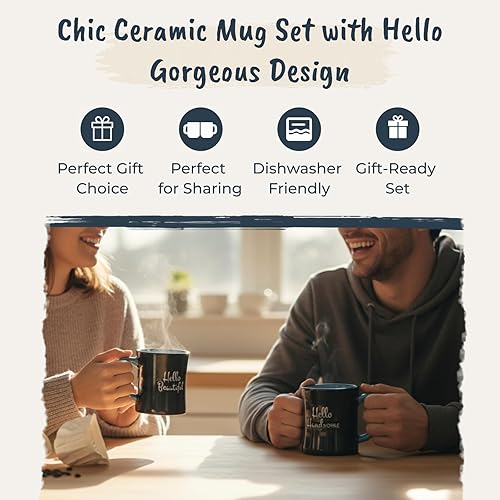 Vista 4 de Blue Sky Ceramic Juego de 3 tazas Hello Gorgeous de 17oz