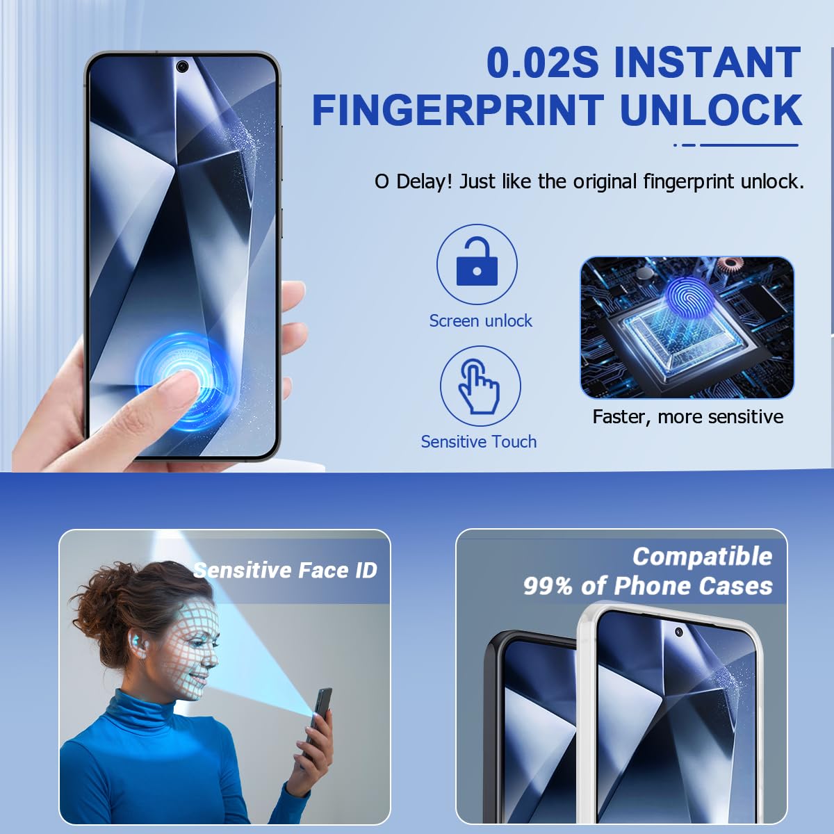 SURFCUZ [3 Pack] Displayschutzfolie für Samsung Galaxy S23/S22 [Gehärtetes Glas] [Japanglas mit 9H Härte] Fingerabdruck-Entsperrung mit Installationsrahmen HD Klar Displayschutzfolie