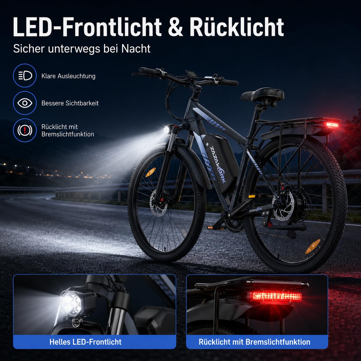 E-Bike 250W Motor 25km/h, 100-120km Reichweite 48V15AH Akku, 21-Gang Mountainbike mit Federgabel & Hydraulikbremsen, EBike Herren Damen, Elektrofahrräder für Stadt & Gelände