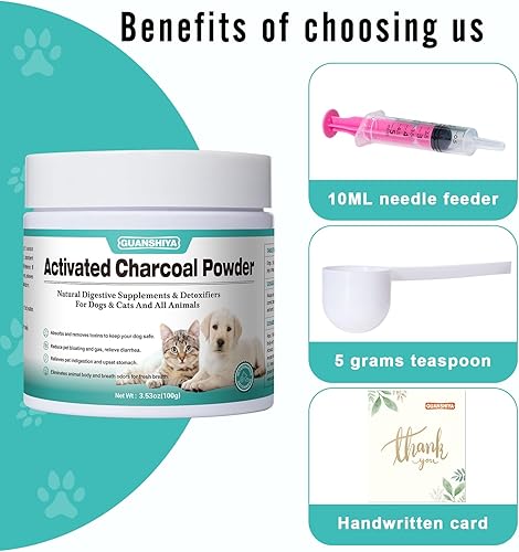 Vista 7 de Carbón activado para perros, gatos y todas las mascotas, carbón para intoxicación de perros, malestar digestivo y alivio de gases, soporte hepático