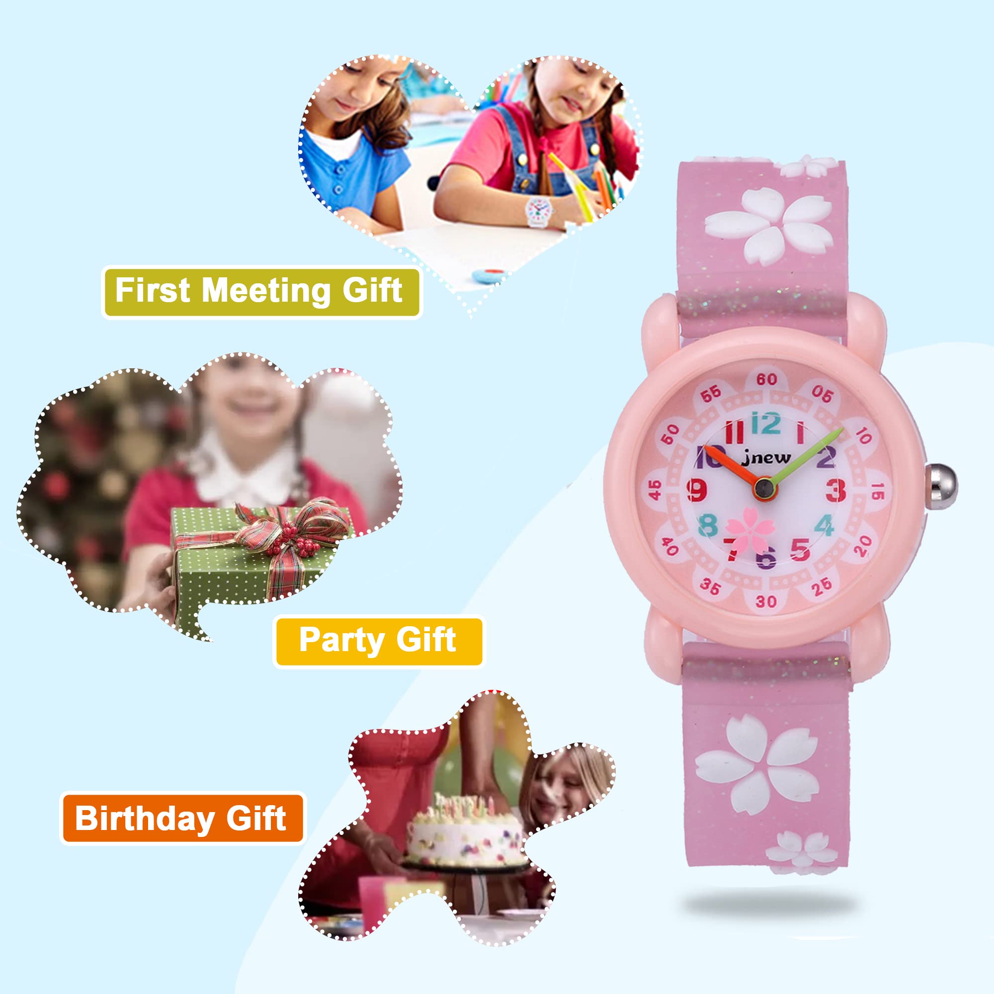 Reloj de Pulsera para Niñas Analógico Cuarzo 3ATM Impermeable 3D Dibujos Animados Correa Silicona