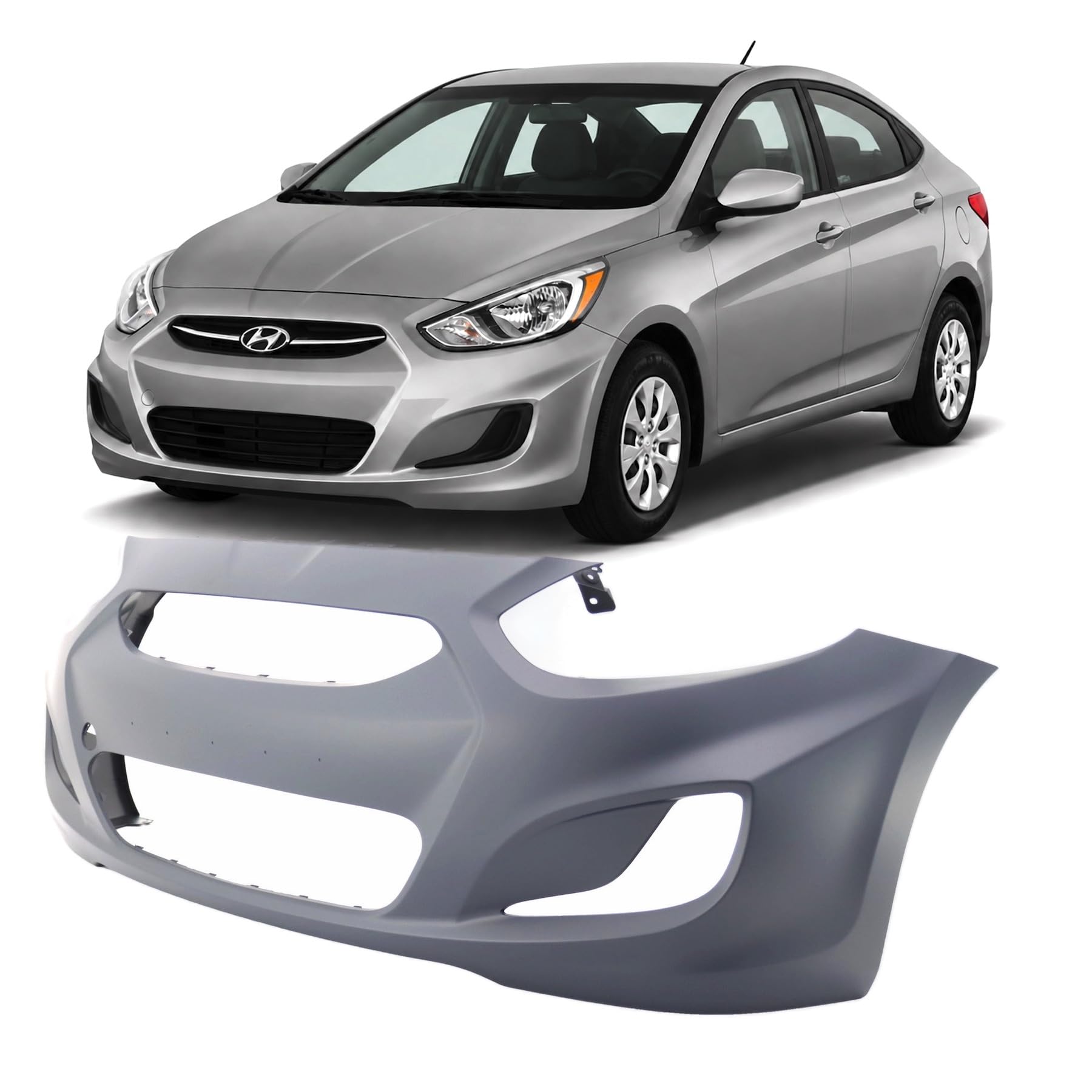 FitParts Compatible with Hyundai Accent 2014–2017 Front Bumper Cover