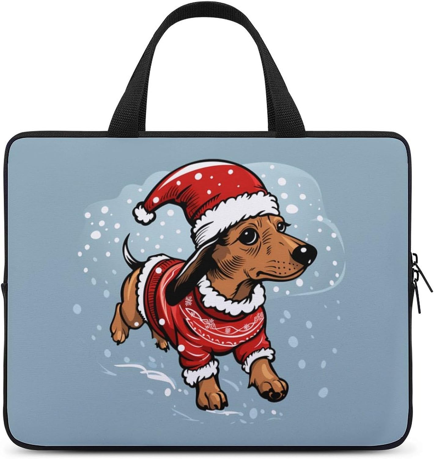 Dachshund Christmas Santa Hat Laptop Bag Print Computer Sleeve Case Protector Briefcase Totes for Women Men