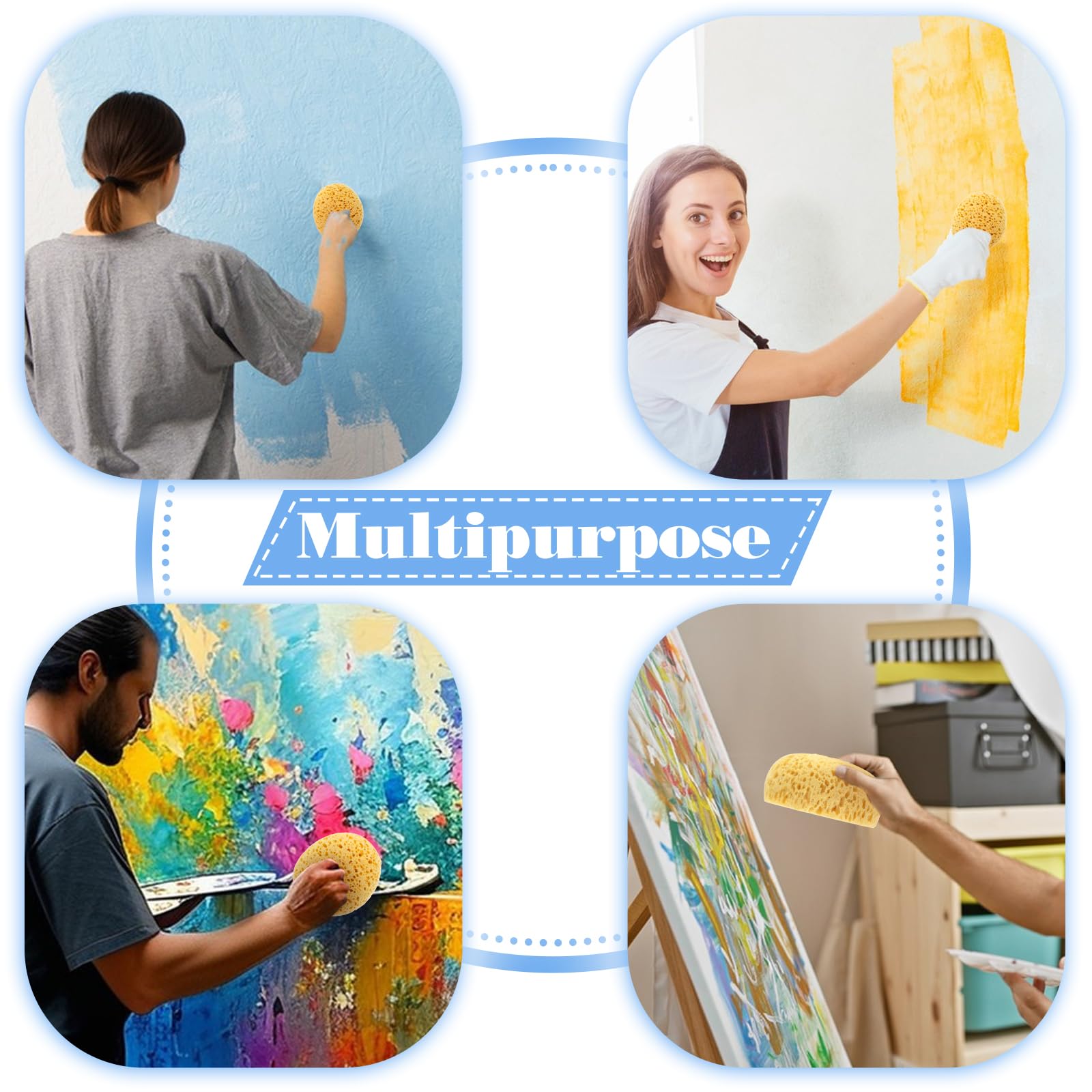 Ptwola 2 Pcs Texture Sponge Wall Patch Ceiling Drywall Patch Repair Home Decor Sponge Artist Craft Sponge for DIY Art Painting Acrylic Watercolor Marbling Pottery Ceramics Texturing Leather Care - Image 3