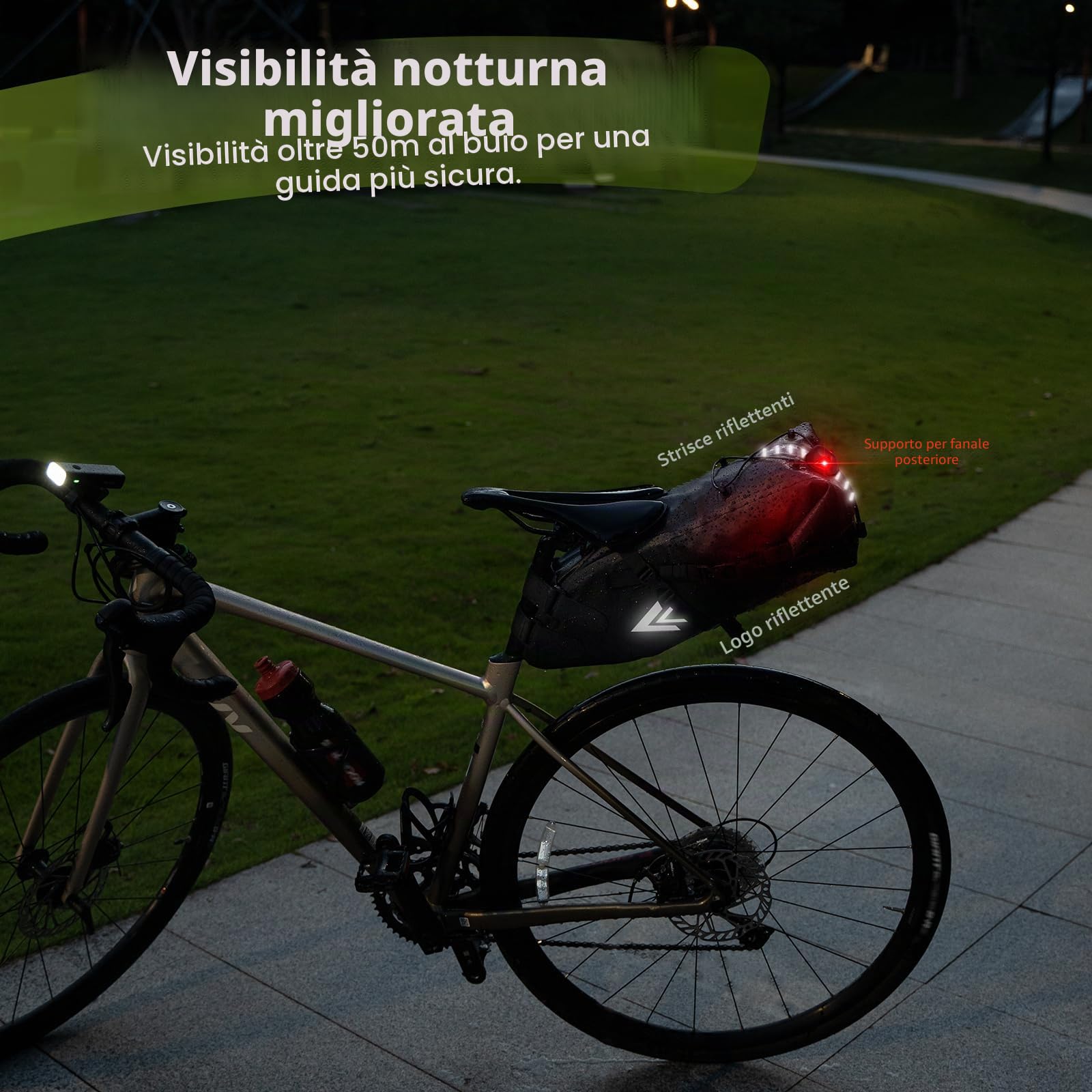 Jeebel Borsa da Sella Bici, Borse da Bicicletta Posteriori Laterali Borsa da Sottosella Impermeabile 10L Portaoggetti da Sella Leggero Per Ciclismo Bici Corsa MTB Mountain bike, Nero