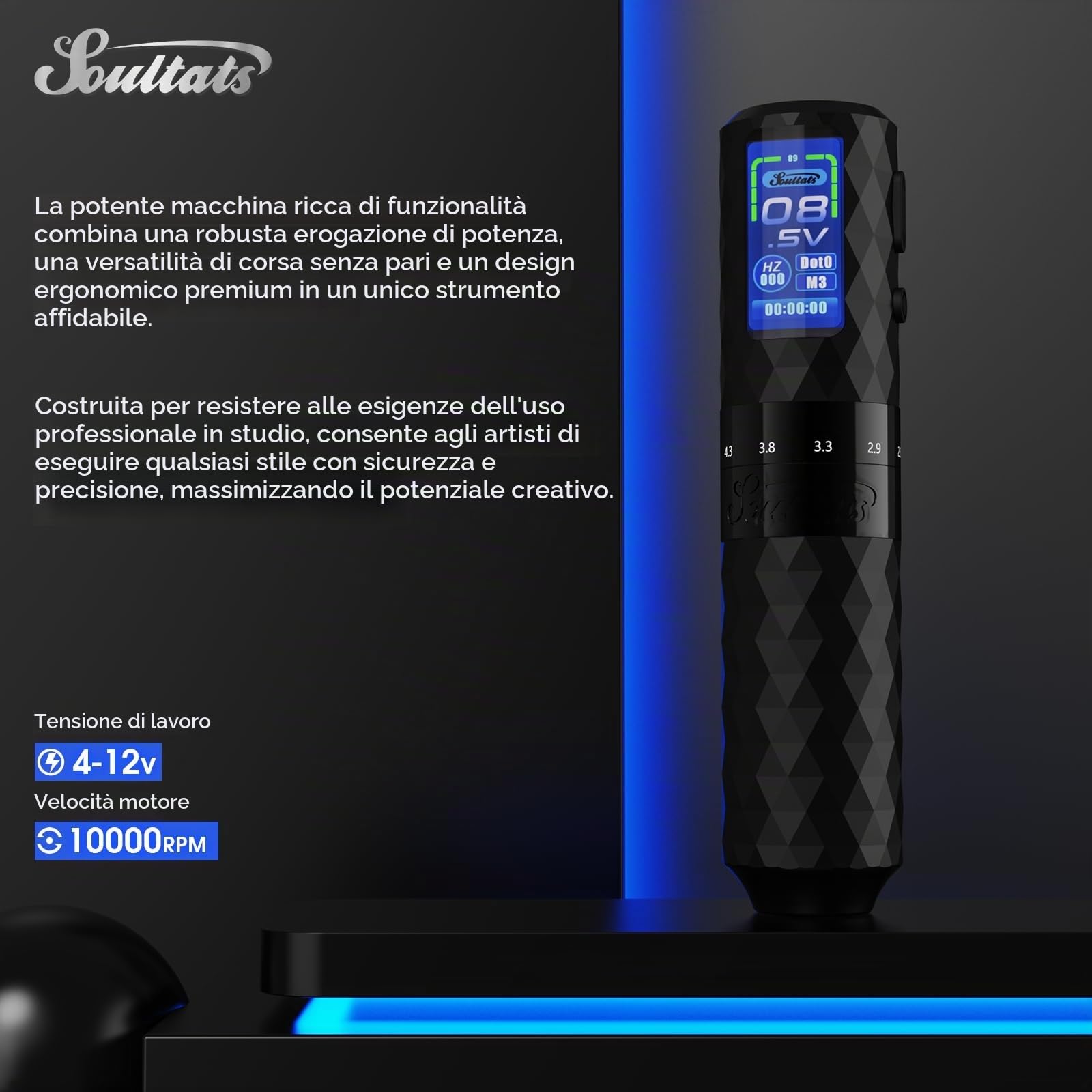 Kit Tatuaggi - Macchinetta per Tatuaggi Kit Completo con 6 Corse 2.5-4.8mm Macchinetta Tatuaggi, Alimentatore Batteria Extra da 1600 mAh, 20Pz Aghi Tattoo per Principianti e Artisti