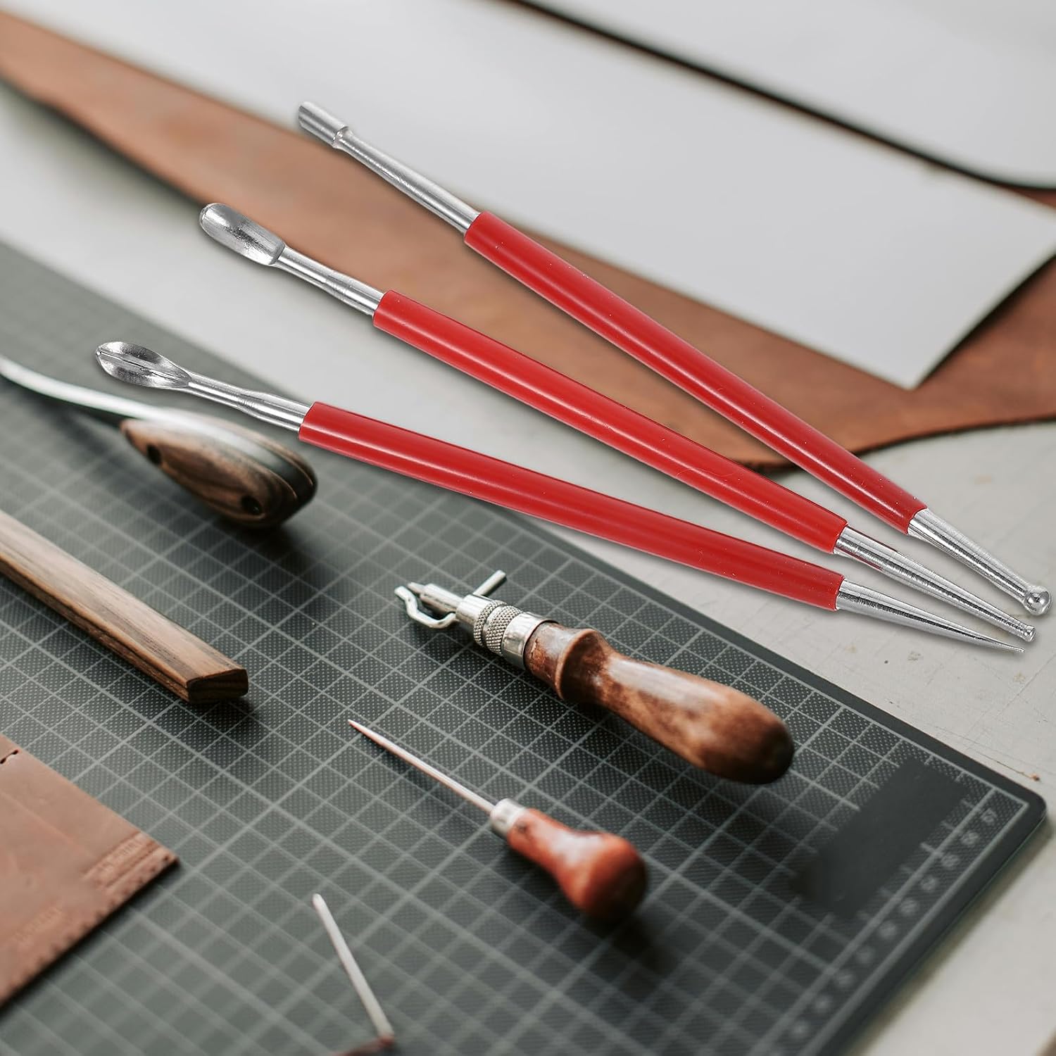Splicing Embossing Press Stylus Line Pen Leather Craft Modelling 3pcs