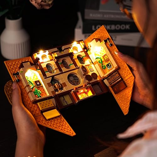 Miniatura 7 de Luz LED para Lego Harry Potter Hufflepuff House Banner 76412, castillo de Hogwarts 3D juego de iluminación creativa de pared de habitación, regalo