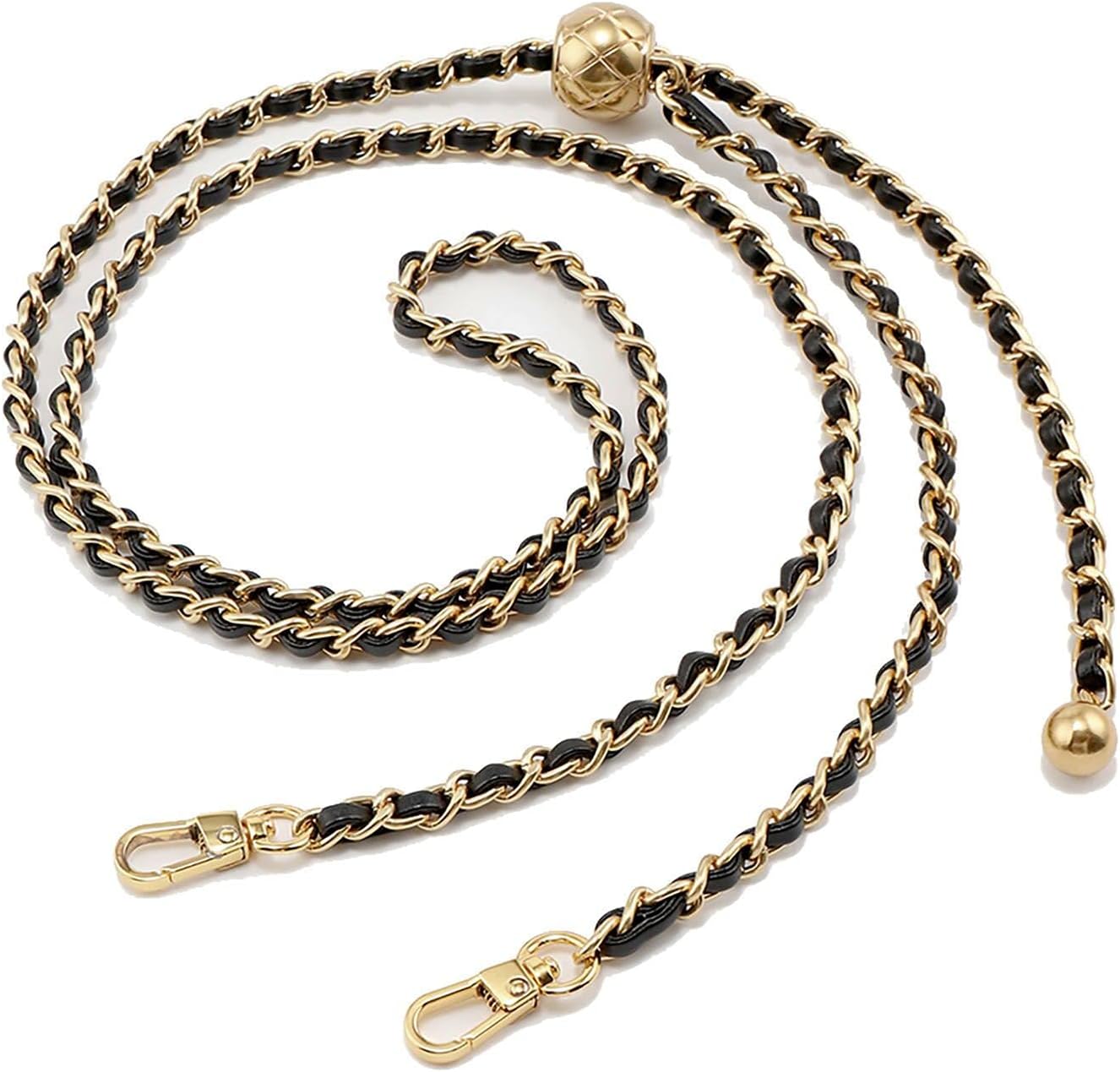 Beaulegan Thin Purse Chain Strap Adjustable - Replacement for Small Shoulder Crossbody Bag, 51 Inches Long Black, Gold