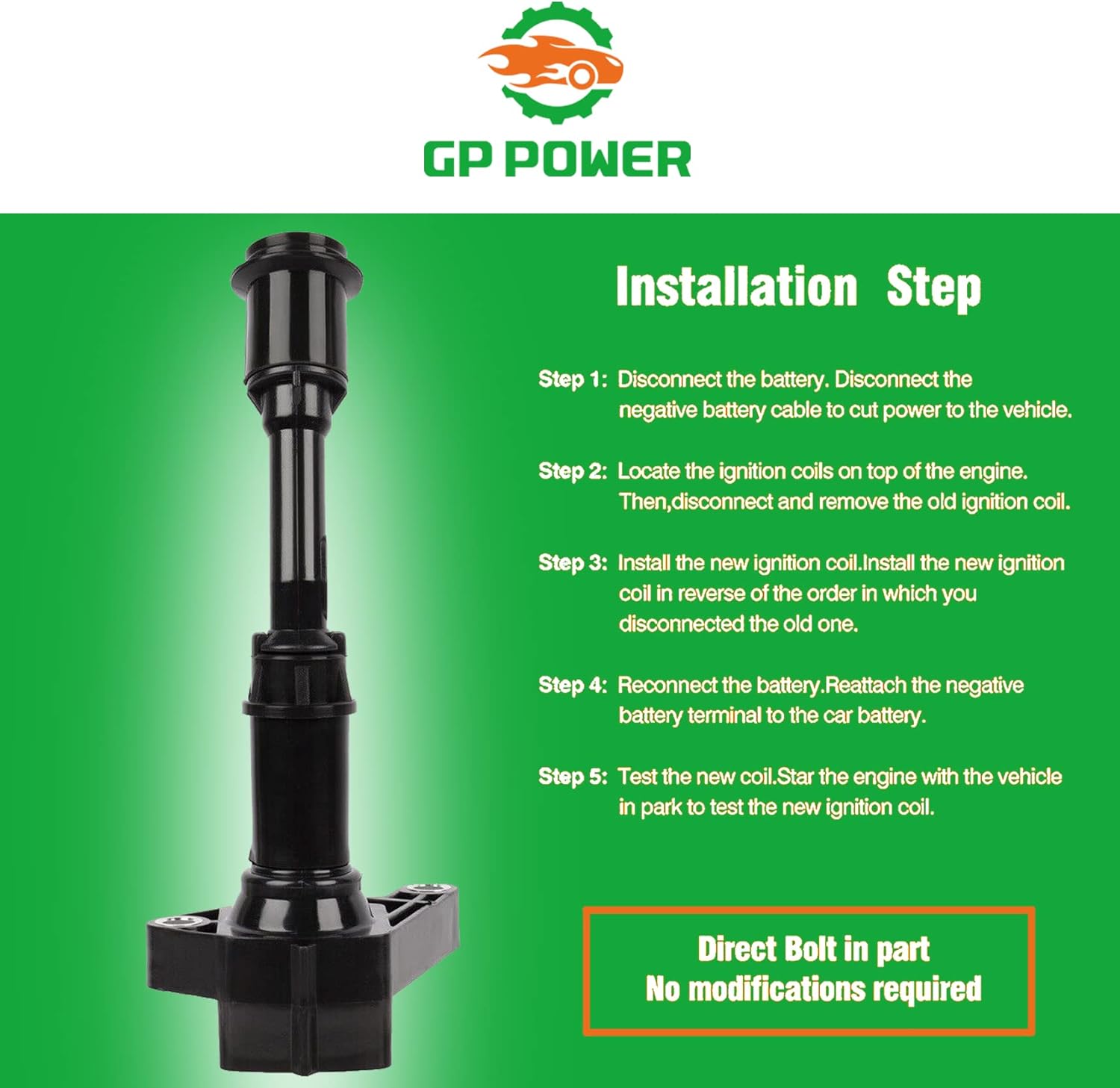 IGNITION COIL DS7G-12A366-BB DS7G12A366BB DG-554 DG554 UF-735 UF735 SET OF 4 COMPATIBLE WITH FORD ESCAPE FUSION 1.5T L4