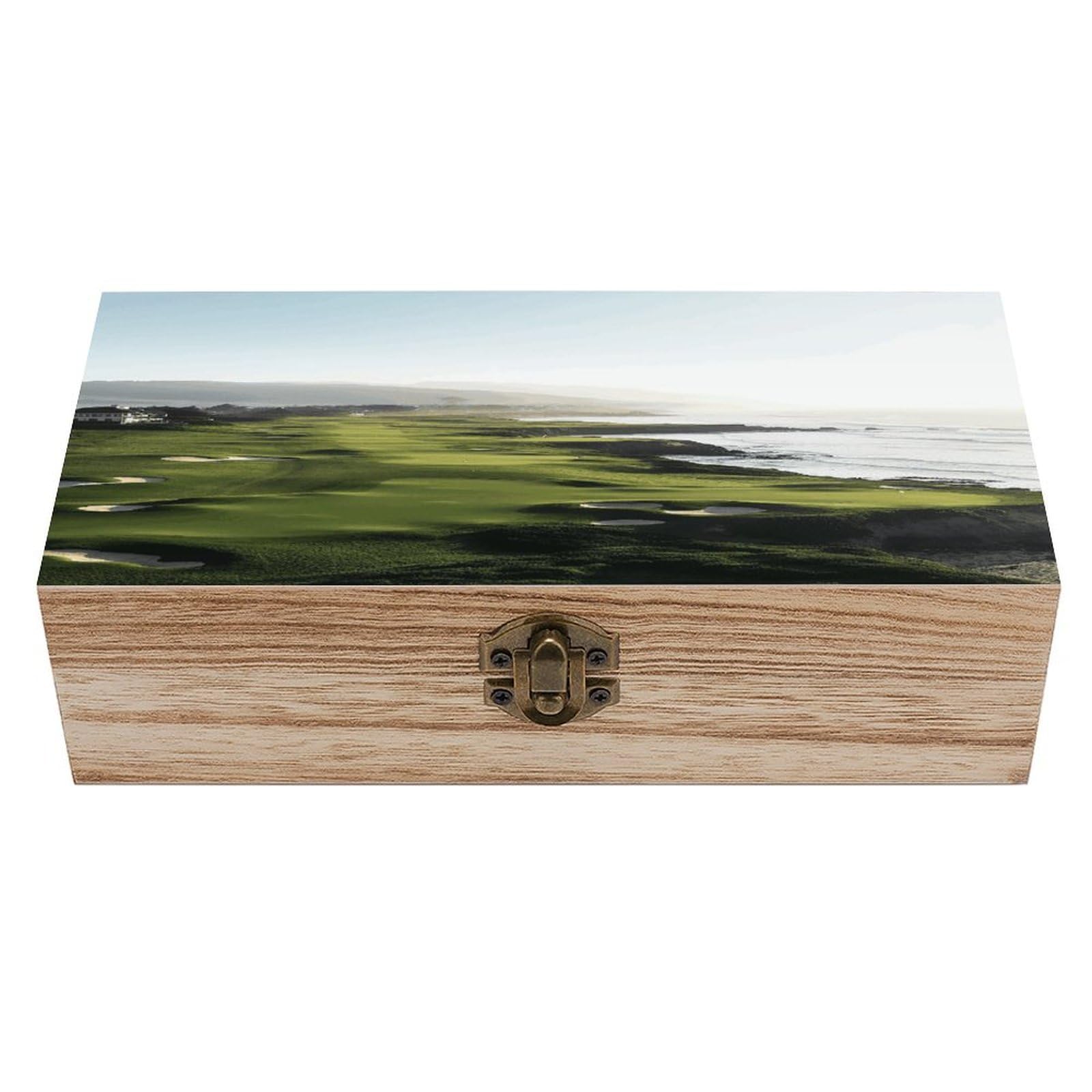 Adfgyerh Style Seaside Golf Course Bins Solid Wood，Jewelry Box Retro And Exquisite，Storage Box Used For Storing Photos, Souvenirs, Letters, Gifts, And Jewelry.