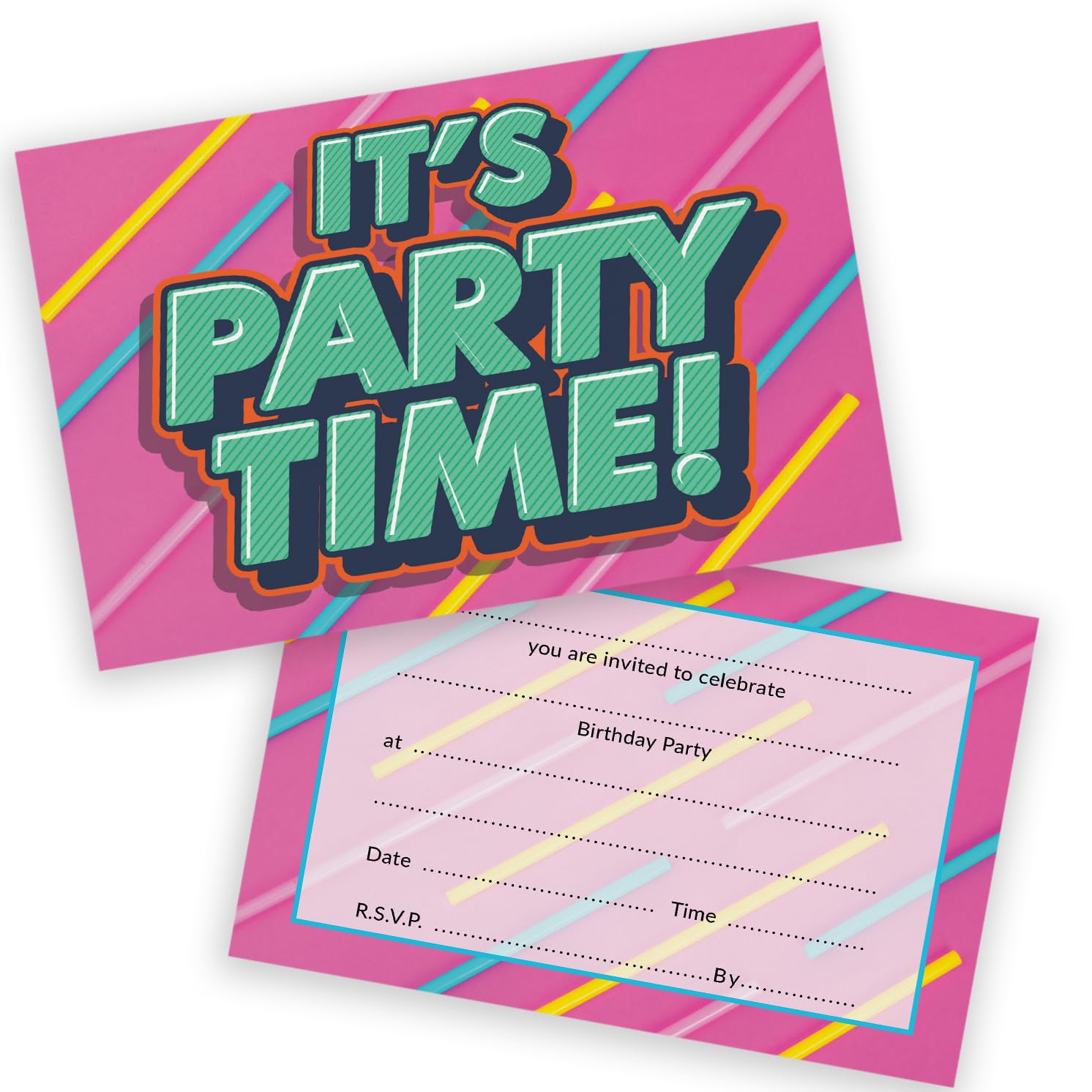 Celebration Party Invitations Men Women - Funky Colours 20 Pack - Adults Engagement Invitations for Friends Family A6 Wedding Party Invites Invitation Cards with Folding Envelopes