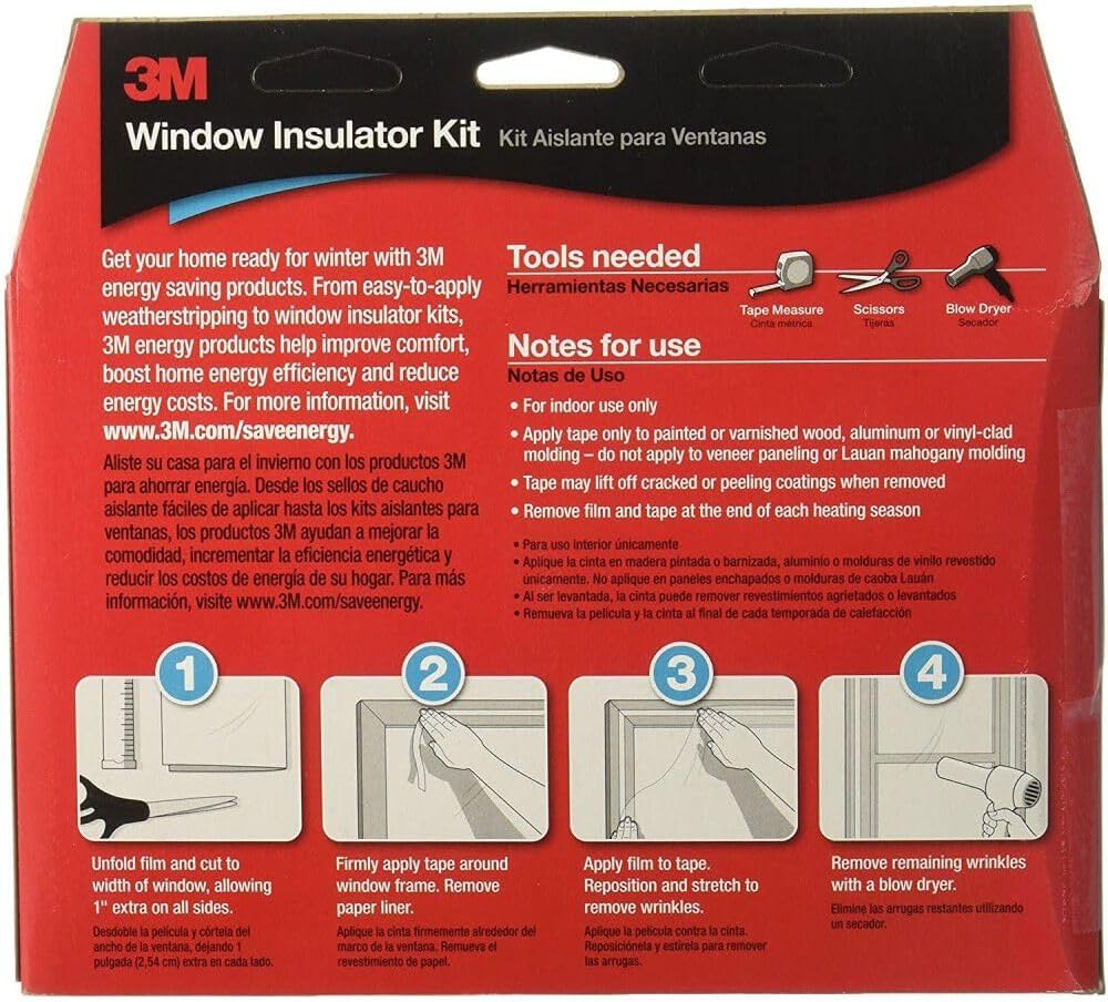 3M Indoor Window Insulation, Insulator Kit for 1 Window 6'-8" x 19.5' ft, Keeps Cold Air Out and Warm Air In, Includes Heat Shrink Window Film and Scotch Window Film Mounting Tape (2149W-6)