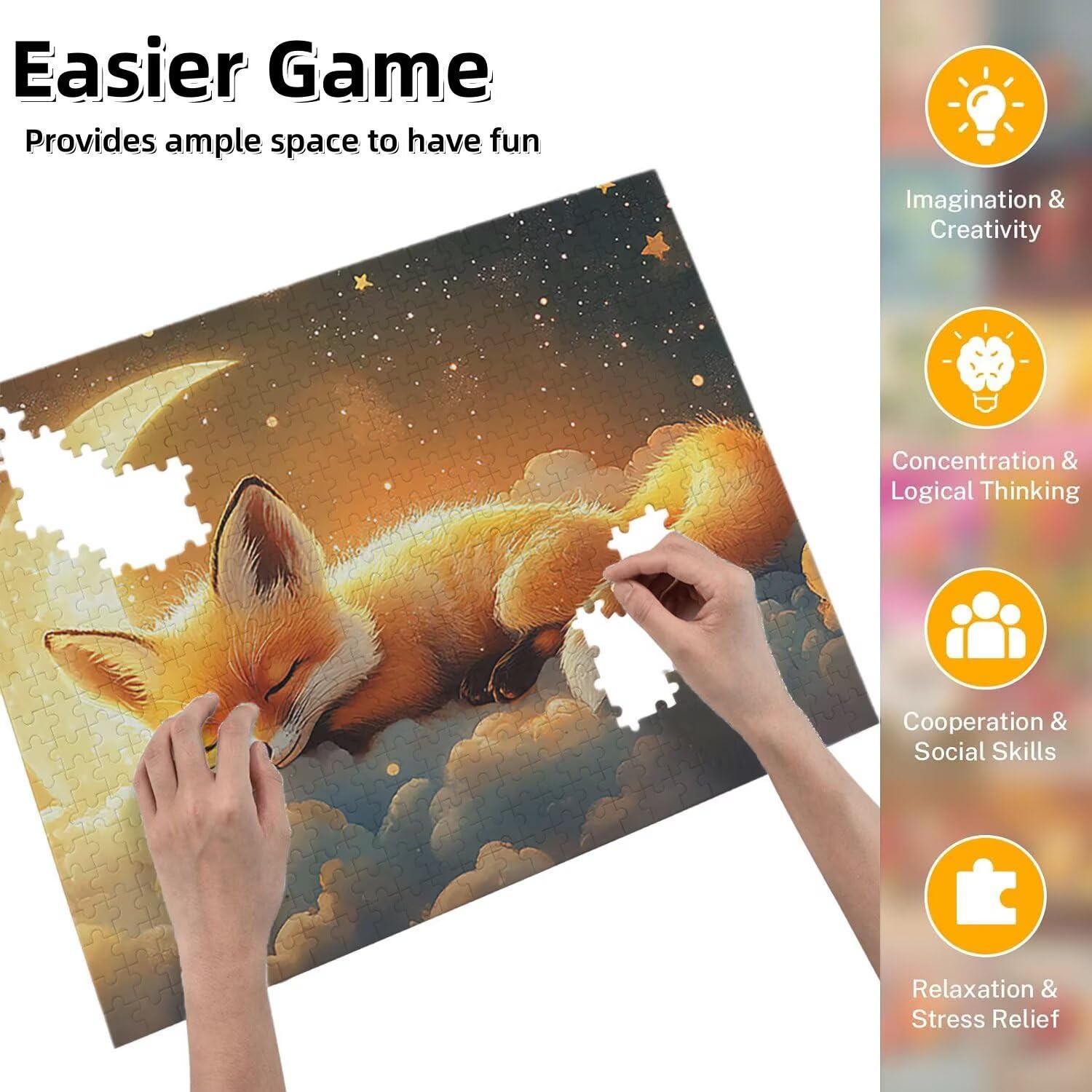 Jigsaw Puzzle, 4000 Pezzi Puzzle Classici, Volpe Puzzle Rilassamento Intelligence, Mpossibile Difficile Puzzle Impegnativo per Adulti Puzzle Gioco Familiare, Regalo per Amore Amico Luna fr0-1122