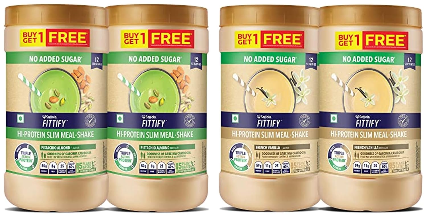 Saffola FITTIFY Gourmet Hi-Protein Slim Meal Shake - Pistachio Almond ...