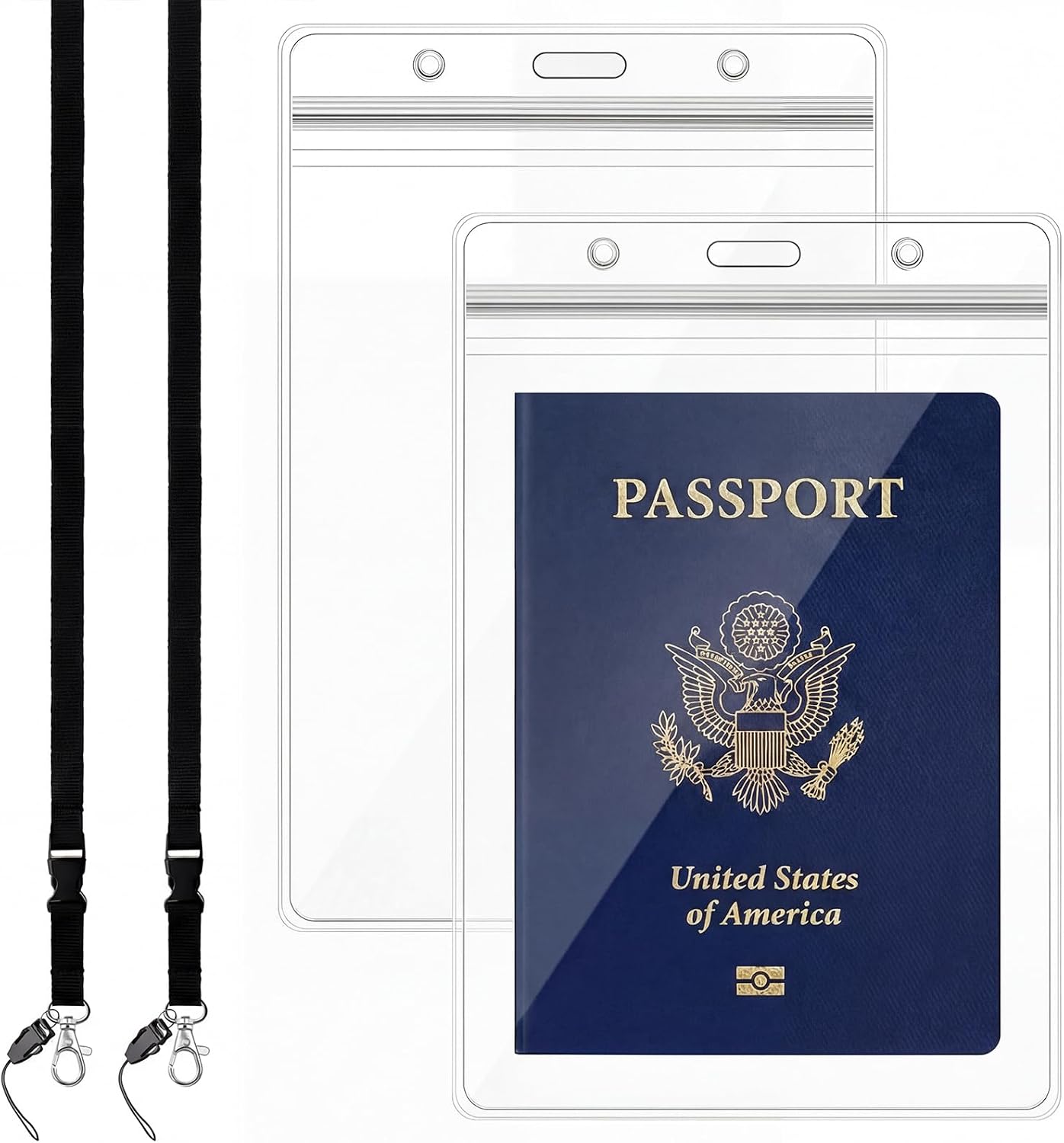 Tinlade Waterproof Passport Holder Pouch Ticket Holder Travel Wallet with Resealable Pockets Adjustable Lanyard for Men Women