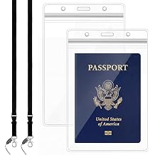 Tinlade Waterproof Passport Holder Pouch Ticket Holder Travel Wallet with Resealable Pockets Adjustable Lanyard for Men Women