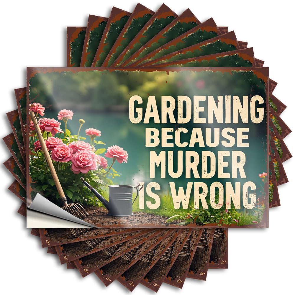 Fzfn Colour Must Water Tattoo - Gardening Because Murder Is Wrong Southern Durable Sticker Easy Apply For Double Decor(8X12cm)