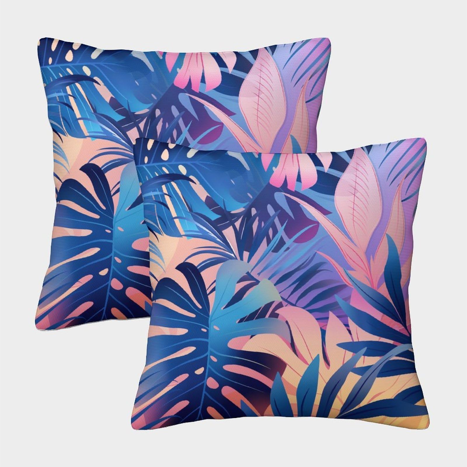 kaiyun 2 Pack Green Palm Tree，Tropical Plants Pillow Case 45x45cm Throw Pillow Case,Modern Decoration Pattern for Terrace Sofa Bedroom Indoor Outdoor Party
