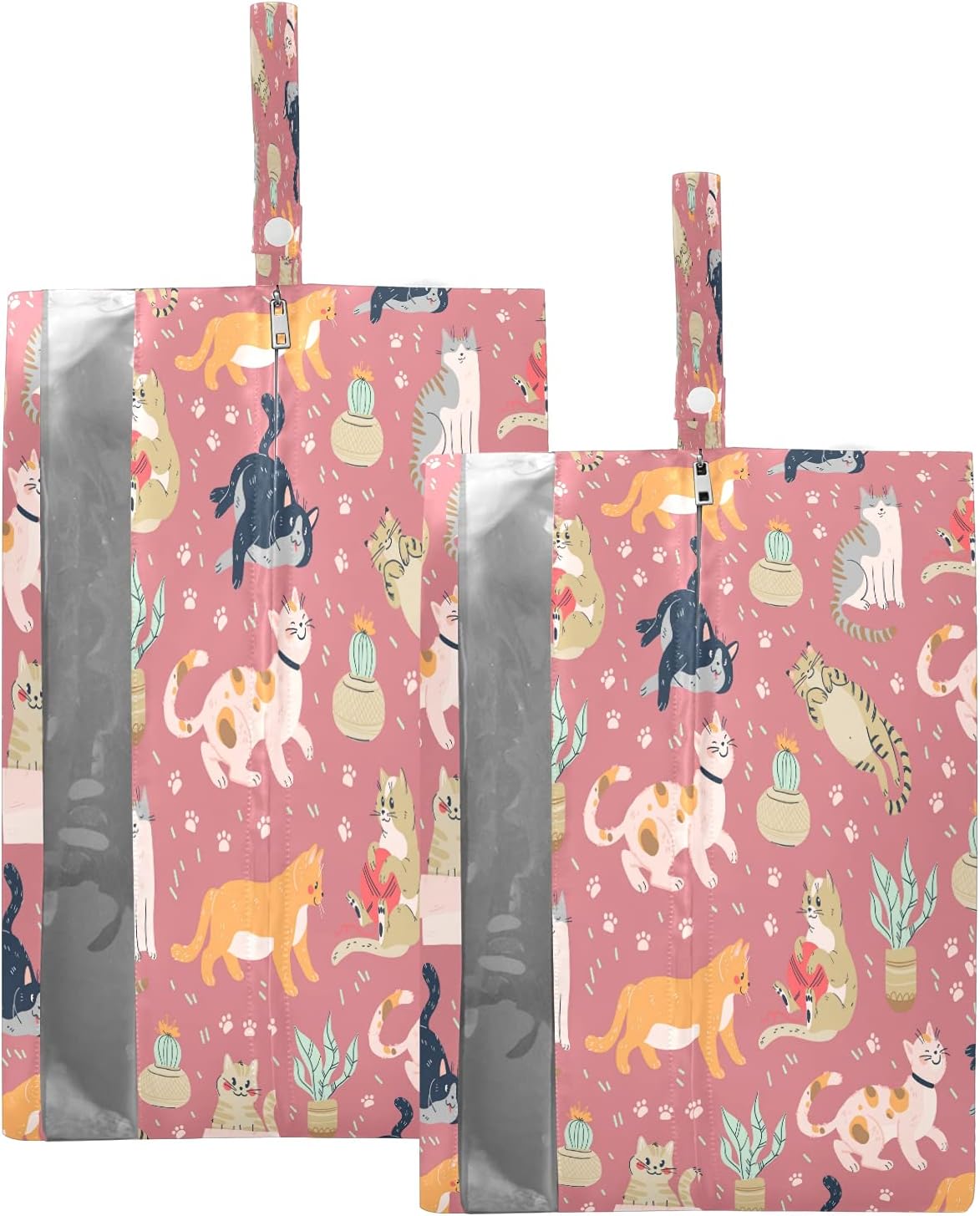 Travel Shoe Bags Cute Cat Animal Paw Print Cactus Shoes