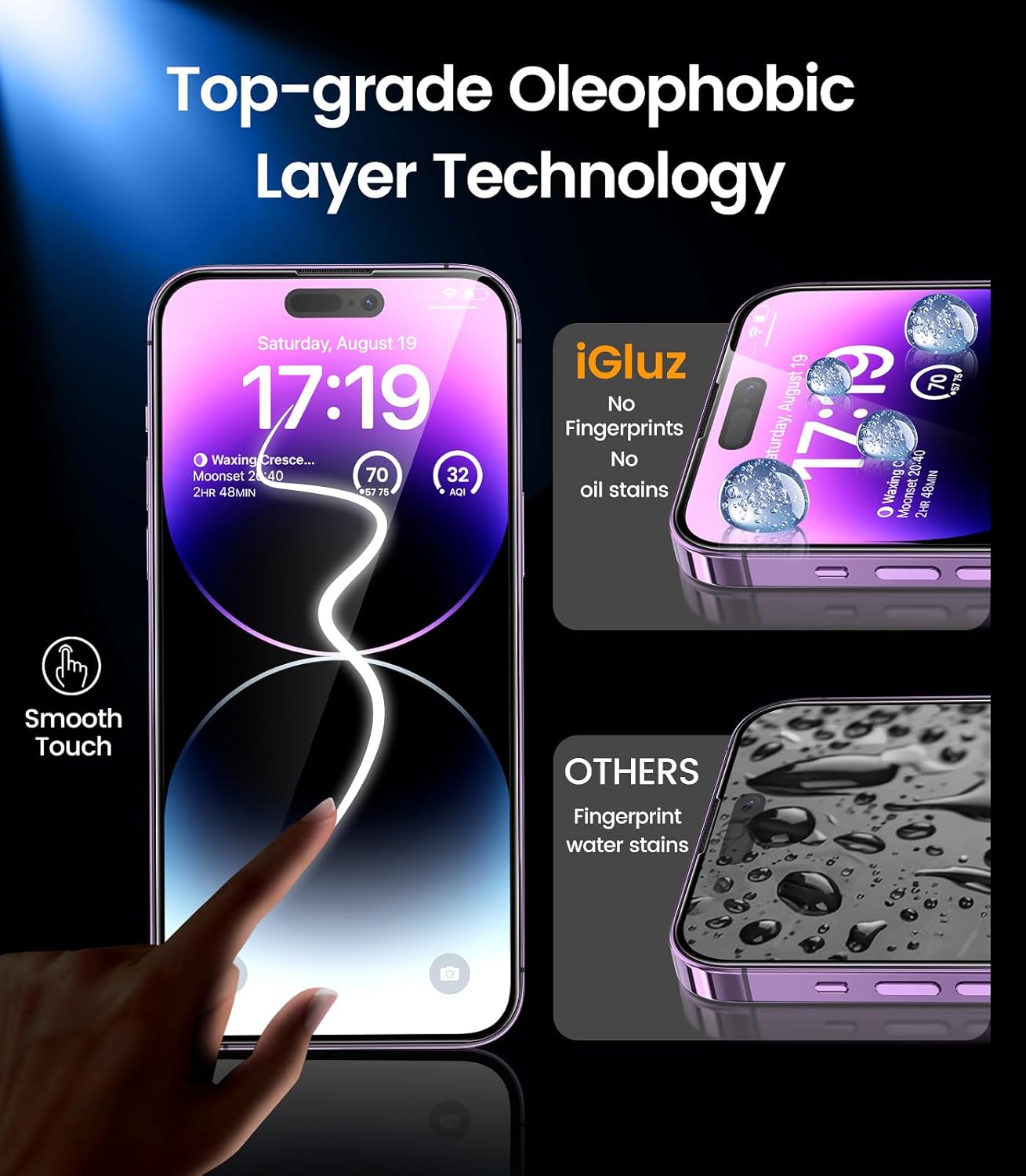 iGluz 4+2 Pack for iPhone 14 Pro Max Privacy Screen Protector with Camera Lens Protector 6.7 inch,9H+Tempered Glass[Military Grade Shatterproof &100% Anti-Spy],3D Micro-Curved Edges[Longest Durable]
