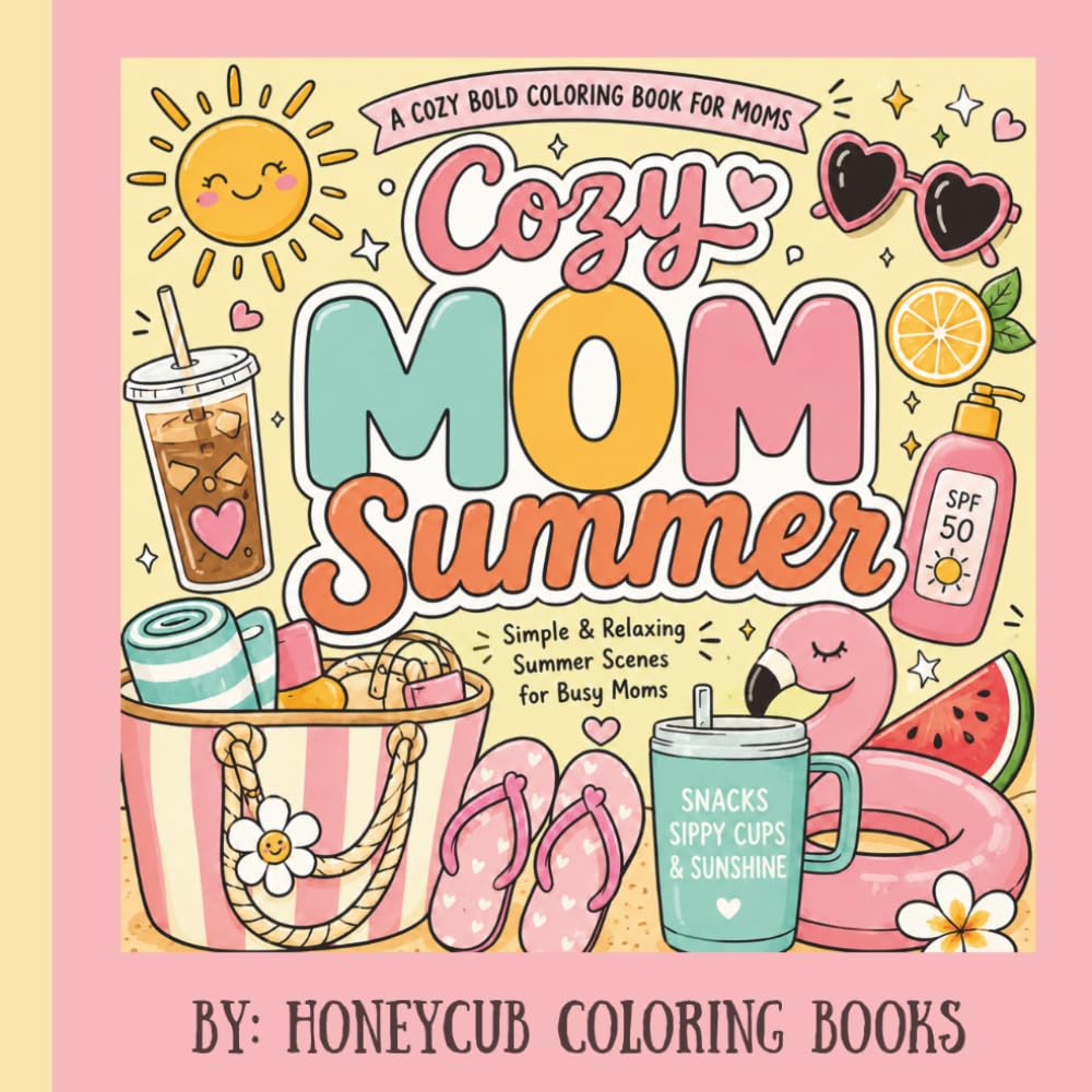 Cozy Mom Summer- A Cozy Bold Coloring Book for Moms: Cute, Calm, and Easy-to-Color Summer Pages for Busy Moms