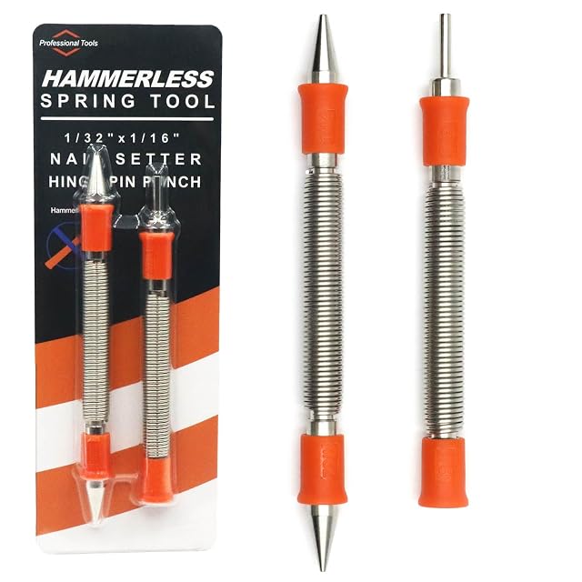 2-Piece Dual Head Nail Setter and Door Hinge Pin Remover Tool Set Combination 1 32 and 1 16