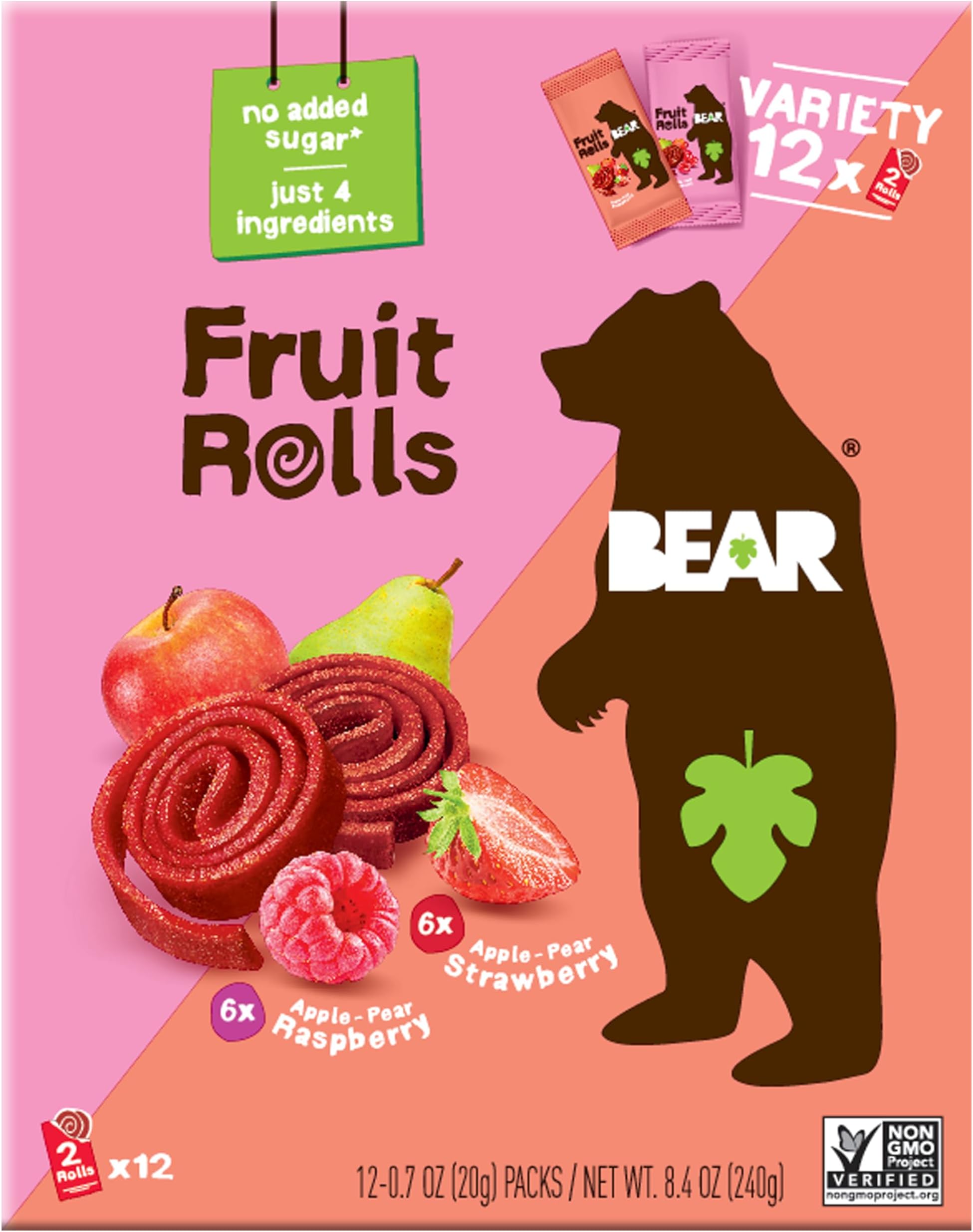 Strawberry Raspberry Fruit Rolls Variety Pack, 8.4 OZ