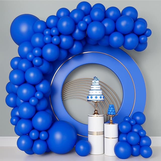 Royal Blue Balloons 103 pcs Blue Balloon Garland Arch Kit 5/10/12/18 Inch Different Sizes Dark Blue Matte Latex Balloons for Party Decorations Baby Shower Gender Reveal Anniversary Graduation Decor