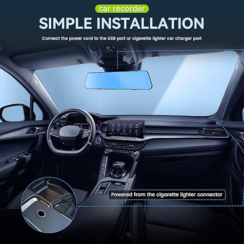 Miniatura 6 de Cámara de respaldo de 4.5 pulgadas, cámara de respaldo 1080P, cámara de espejo de visión frontal y trasera para automóviles Grabación de bucle de