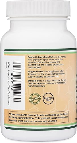 Miniatura 4 de Suplemento de azafrán - Extracto de azafrán de 88.5 mg cápsulas (210 unidades) supresor del apetito para la pérdida de peso (apoya la salud de los