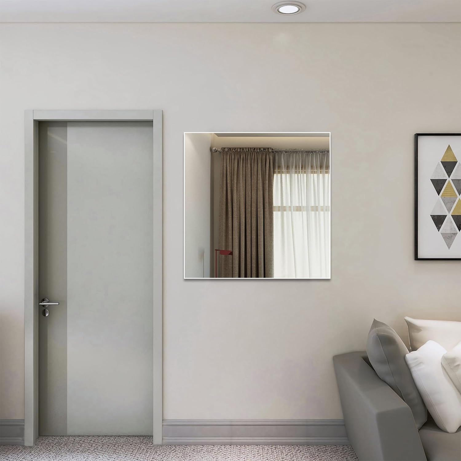 WONSTART Big Square Bathroom Mirrors for Wall, 36 x 36 Inches White Modern Vanity Mirrors with Aluminum Frame Hangs Horizontal or Vertical for Entryway Bedroom