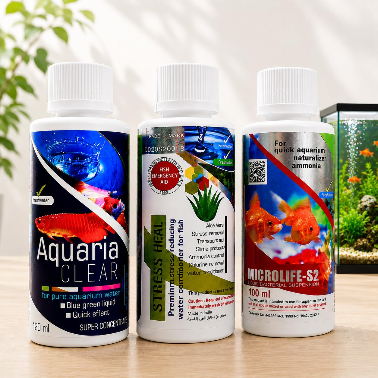 VAYINATO Aquatic Remedies Aquarium Fish Tank Must Have Starter Combo (Stress Heal + Aquaria Clear + Microlife S2) 3 * 100 Ml - 3 Pcs Combo Starter Pack-image-19