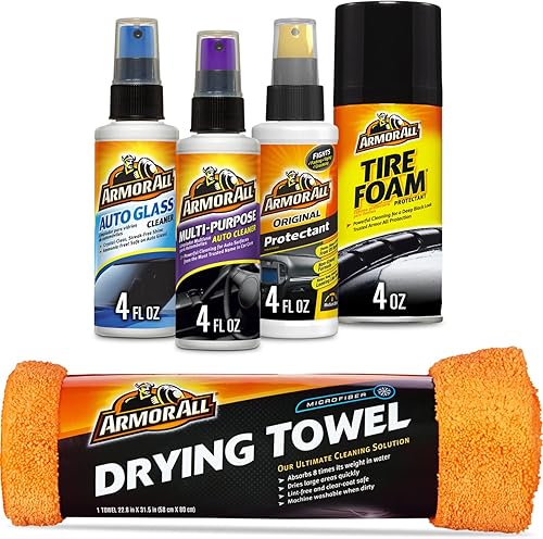 Armor All Kit de limpieza de automóvil para interior y exterior del automóvil incluye espuma de neumáticos aerosol de vidrio aerosol protector